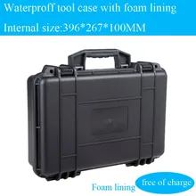 396x267x110 MM caixa de ferramentas maleta de ferramentas À Prova D’ Água Câmera Caso Instrumento mala caixa resistente ao Impacto selado com pré-revestimento de espuma de corte