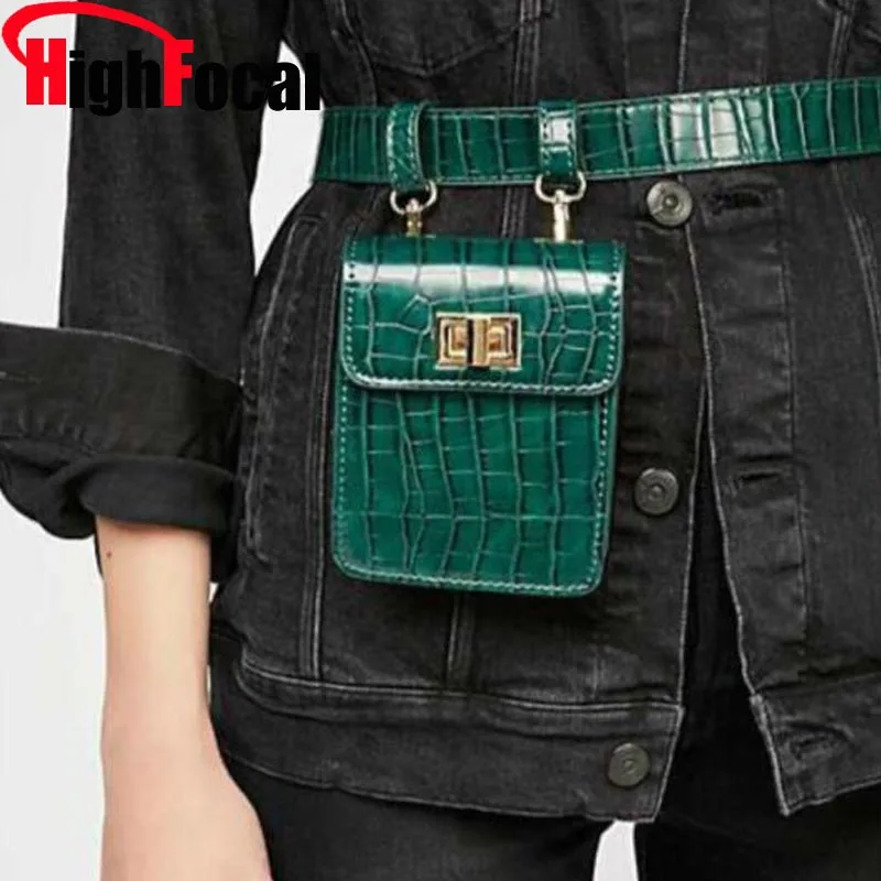 

Women Belt bag High Quality PU Leather Waist Pack Wave Fashion Atmosphere box package square bag Korean Wild Messenger Bag