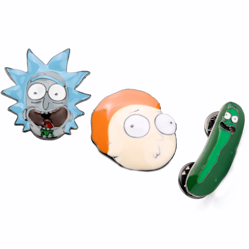 

MQCHUN Hot Rick And Morty Pin Rick And Moti Pins Cucumber With Badge Brooch Broche For Neckline Chest Pocket Brooches Gift