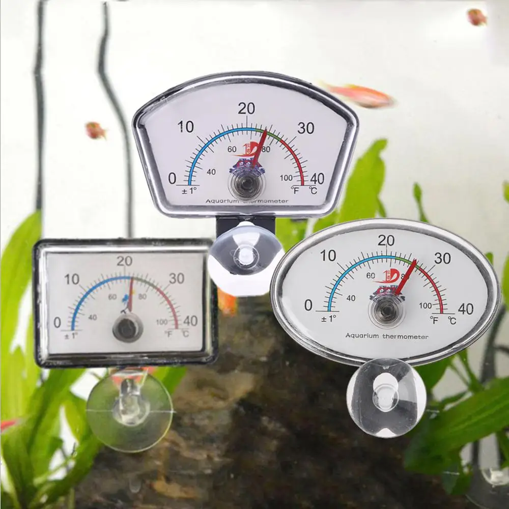 

Aquarium Thermometer Pointer Fish Tank Temperature Dial Submersible Suction Cup