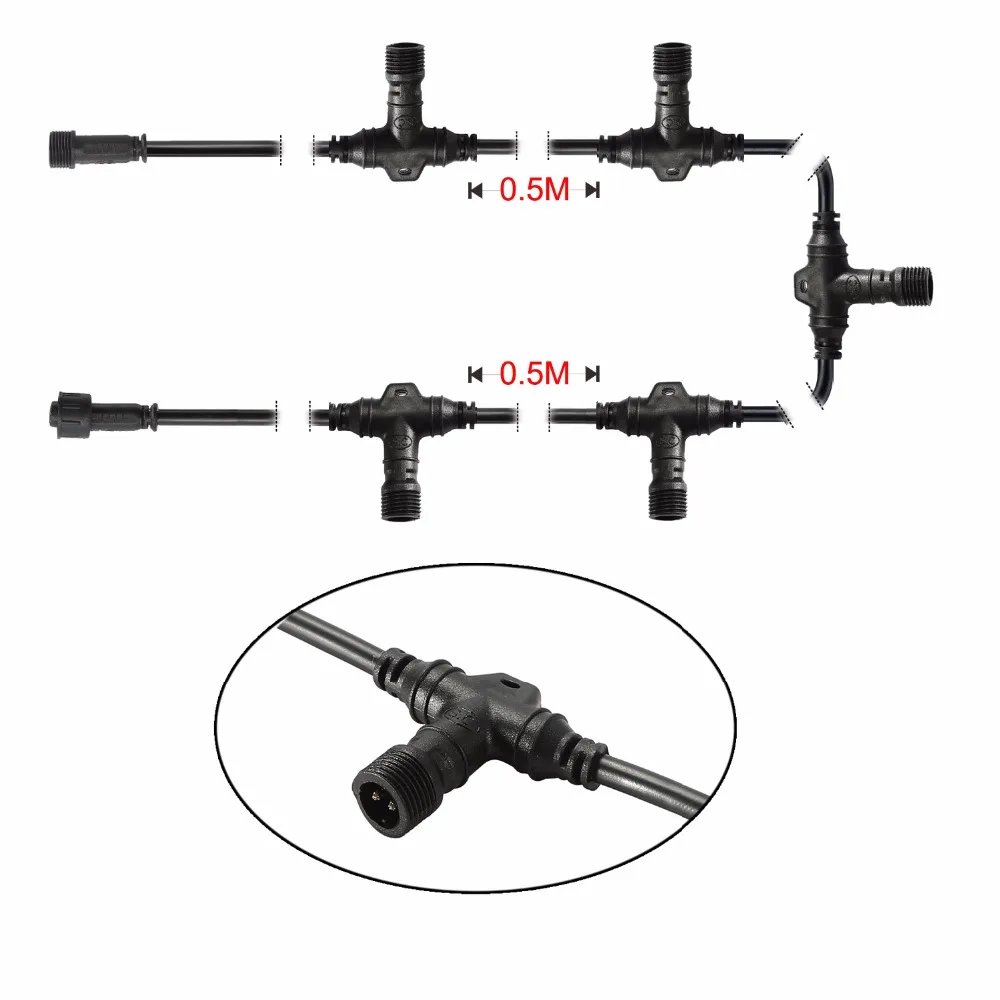 Водонепроницаемый рейтинг IP67 UL2464 Провода Черный PC 3 м один Цвет lights 2 Pin/RGB Цвет Lights 4 pin t подключить кабель