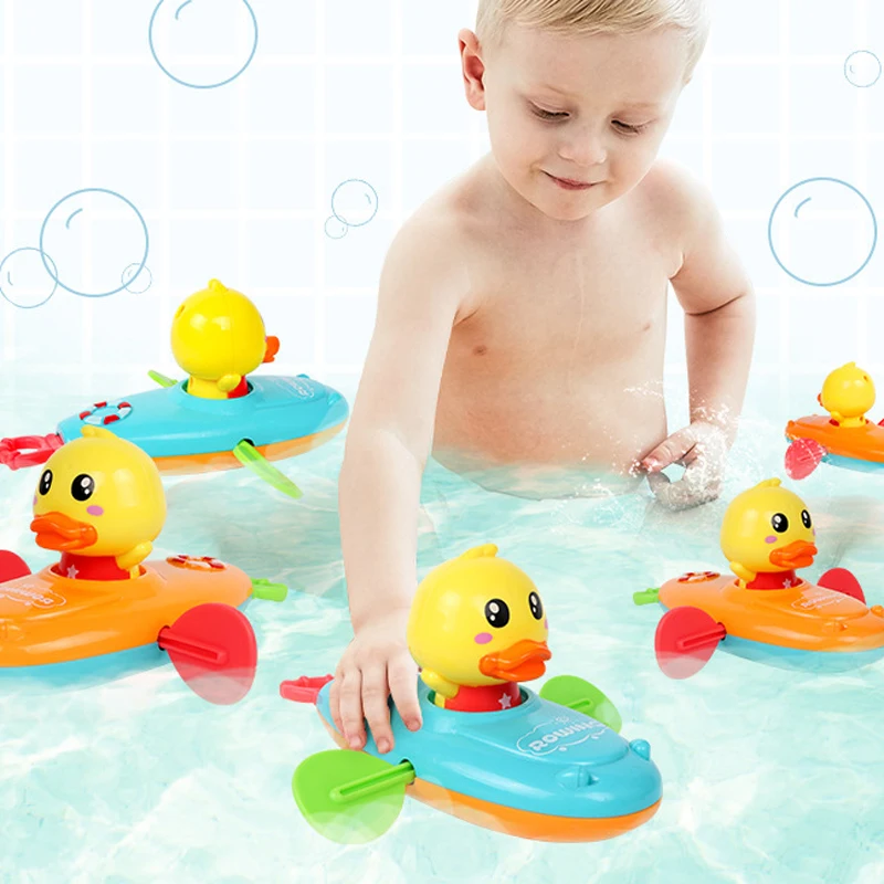 Summer New Baby Bath Toy Rowing Boat Duck Swim Bath Floating Water Wound Up Chain Baby Children Classic Toys Gifts Random Color Bath Toy Aliexpress