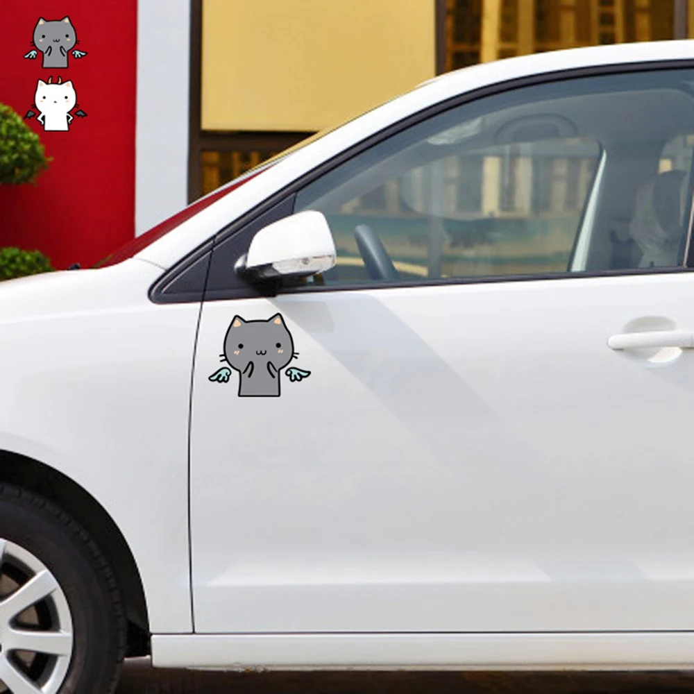 

Aliauto Car-styling Black And White Cat Funny Cartoon Car Sticker /Decal Accessories For Volkswagen Skoda Polo Golf Opel Toyota