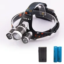 Светодиодные фары головного света 3 Xml T6 налобный фонарь Linterna лампе фронтальный свет Перезаряжаемые фар+ 18650 батареи зарядное устройство переменного тока