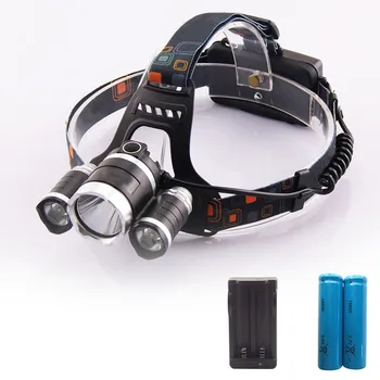 

Led Head Light Headlamp 3 Xml T6 Head Lamp Linterna Lampe Frontal Torch Light Rechargeable headlight +18650 Batteries AC charger