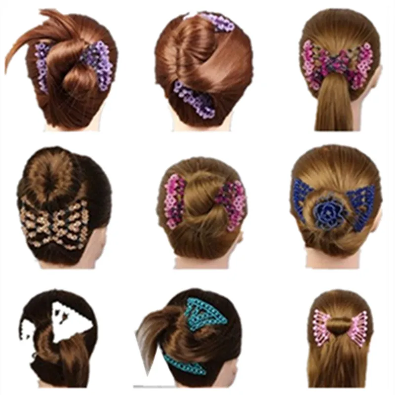 

Elastic Hair Combs Women Pearl Beads Double Slide Magic DIY Hairstyle 27 ColorsMaking Tool Metal Novelty Hair Clip Accessories