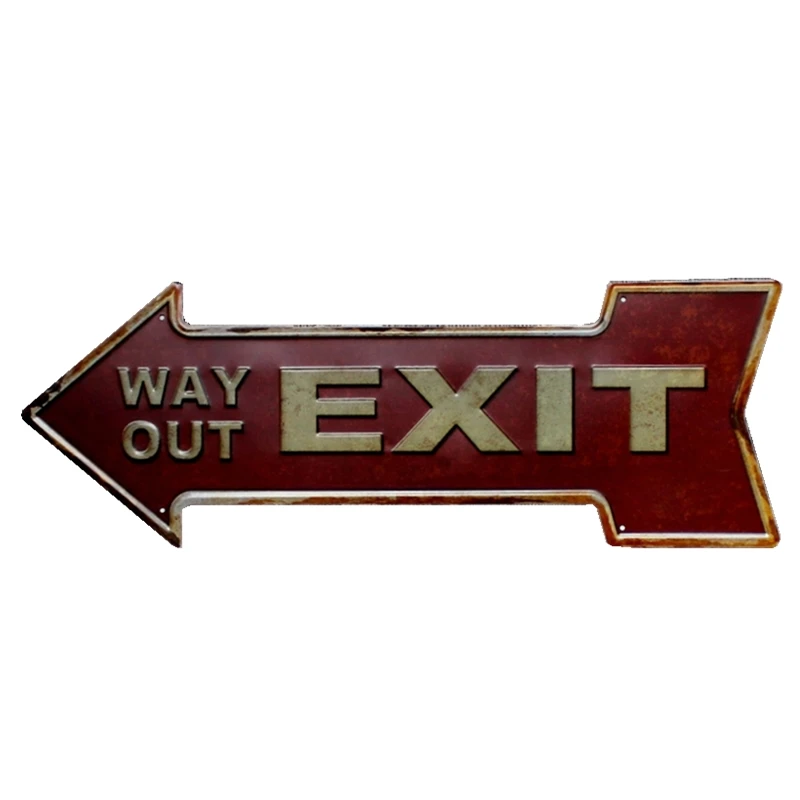 

Arrow OPEN Exit Tin Sign Metal Plate Vintage Bar Coffee Pub Cafe Decorative Advertising Board Wall Art Home Decor