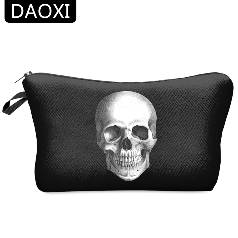  DAOXI 3D Skull Printing Portable Cosmetic Bag Storage Women for Traveling Makeup Necessaries