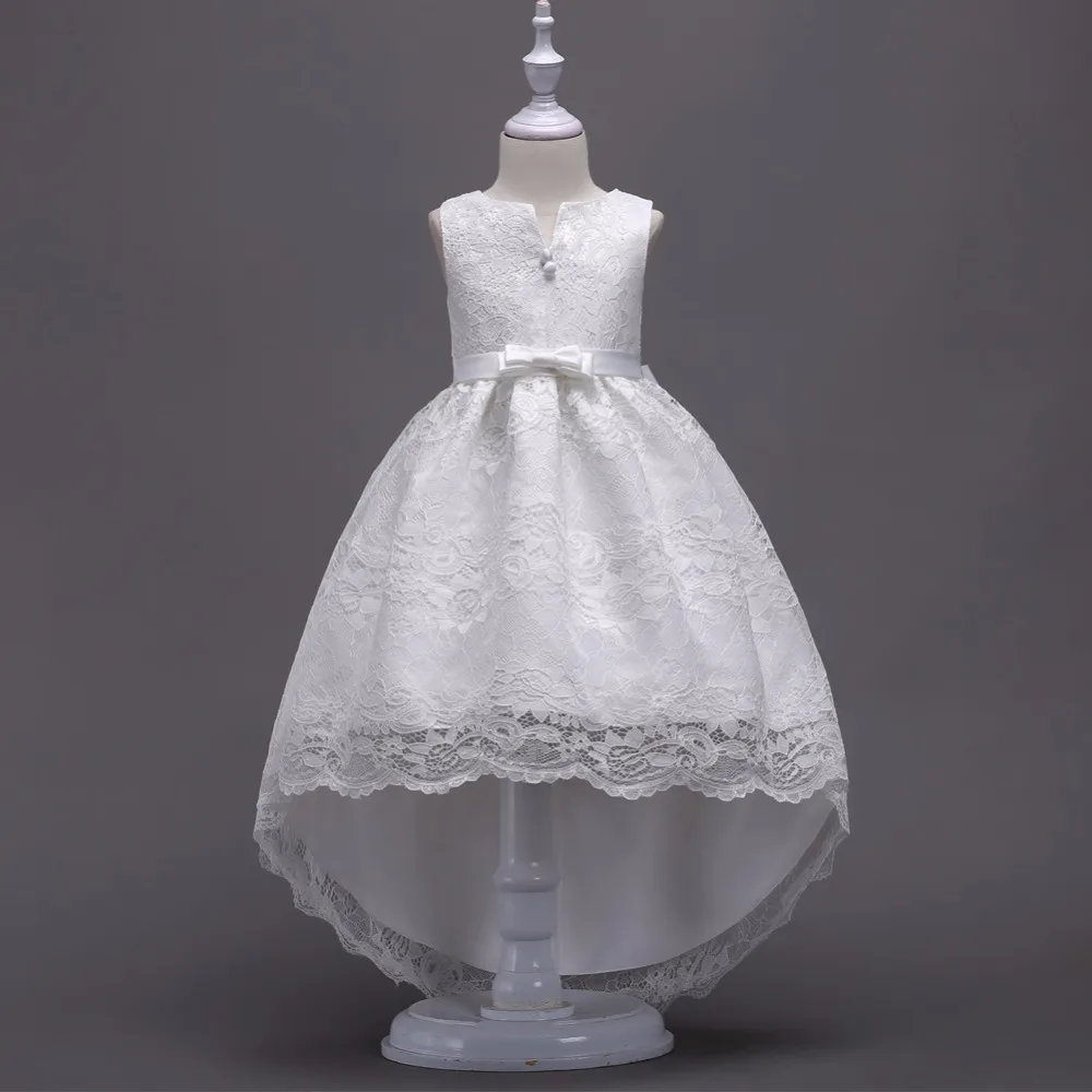 Кружевные платья для девочек до колена г. Белые Платья с цветочным узором для Девочек Пышные Платья платья для первого причастия вечернее платье
