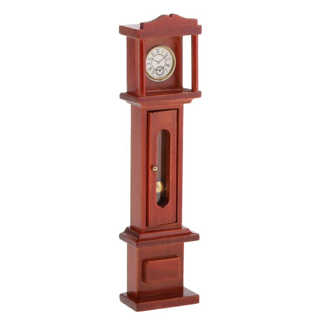 

HOT SALE 1:12 Dollhouse Living Room Vintage Wooden Grandfather Clock