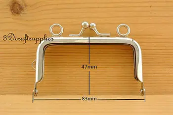

metal purse frame glue on clasp clip silver 3 1/8 inch X 1 3/4 inch Z76