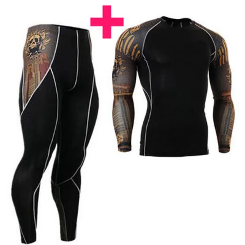 

Fashion Long Sleeves Men's T-shirts 3D Prints Tight Skin Compression Shirts for Men MMA Rashguard Male Body Building Top Fitness