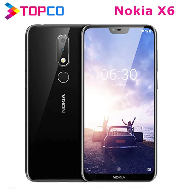 Nokia X6 TA-1099 ram, 4 ГБ/6 ГБ rom, 64 ГБ, две sim-карты,, Android, мобильный телефон, LTE, GSM, 5,8 дюймов, двойной, 16 МП, четыре ядра, отпечаток пальца