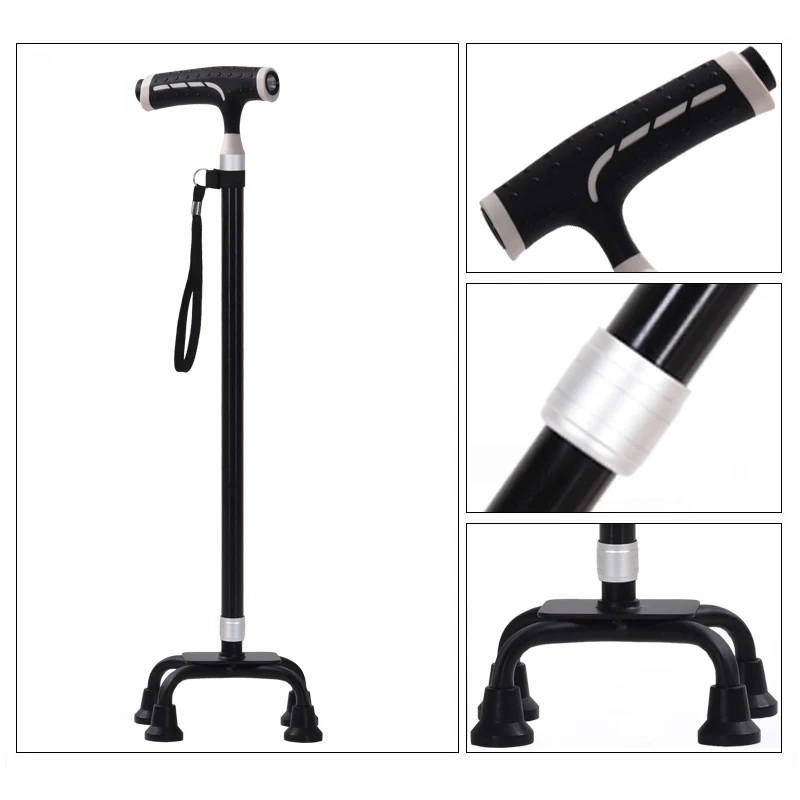 ANXIAOKANG Safe&Reliable Crutches Lighted Four-legged Cane Telescopic Old Man Walking Stick Pole Walking and Hiking for Elderly ANXIAOKANG Safe&Reliable Crutches Lighted Four-legged Cane Telescopic Old Man Walking Stick Pole Walking and Hiking for Elderly