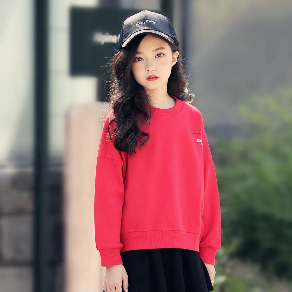 Teenage Girls Sweater Autumn Long Sleeve Letter Print Casual Sweatshirt for Girls 12 Year Red Tops Kids Outfits Children Hoodie цена Teenage Girls Sweater Autumn Long Sleeve Letter Print Casual Sweatshirt for Girls 12 Year Red Tops Kids Outfits Children Hoodie цены онлайн