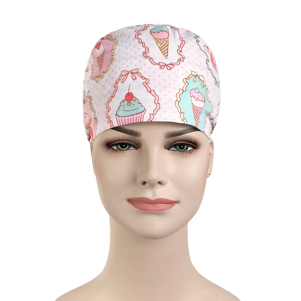 Sanxiaxin оптовая продажа 100% хлопок для женщин хирургические для врача для Медсестры Медицинский кепки шапочка косметолога печати хлопок