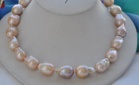 

FREE SHIPPING>@@> N3074 24mm baroque pink reborn freshwater pearl necklace 18inchs