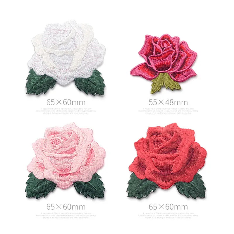 

1 PCS Pink Red White Rose Flower Patch Badge Patches Embroidered Applique Iron On Patch Clothes Garment Apparel Accessories