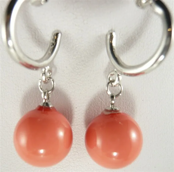

wan wholesale 6 choices wholesale Charming 12mm orange/green/silver/red/yellow/white shell pearl silver plated earrings