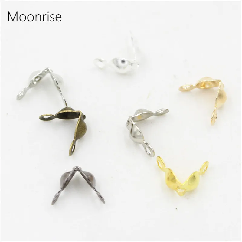 

Jewelry Finding Gold Dull Silver Tone Color Calottes End Crimps Beads Tips Fit Ball Chain Connector (300 pcs) HK076