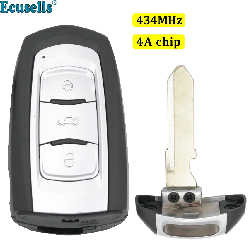 Интеллектуальные карты Smart Remote ключ 3 кнопки 434 МГц с 4A чип для GEELY EMGRAND EC7