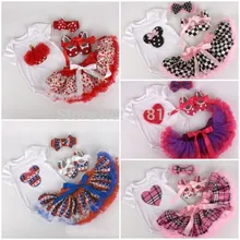 Новое поступление, шикарные детские 4 шт. Комплекты для девочек хлопок короткий рукав ползунки+ юбка-пачка+ повязка на голову+ Обувь 0-1Yrs принцессы Костюмы