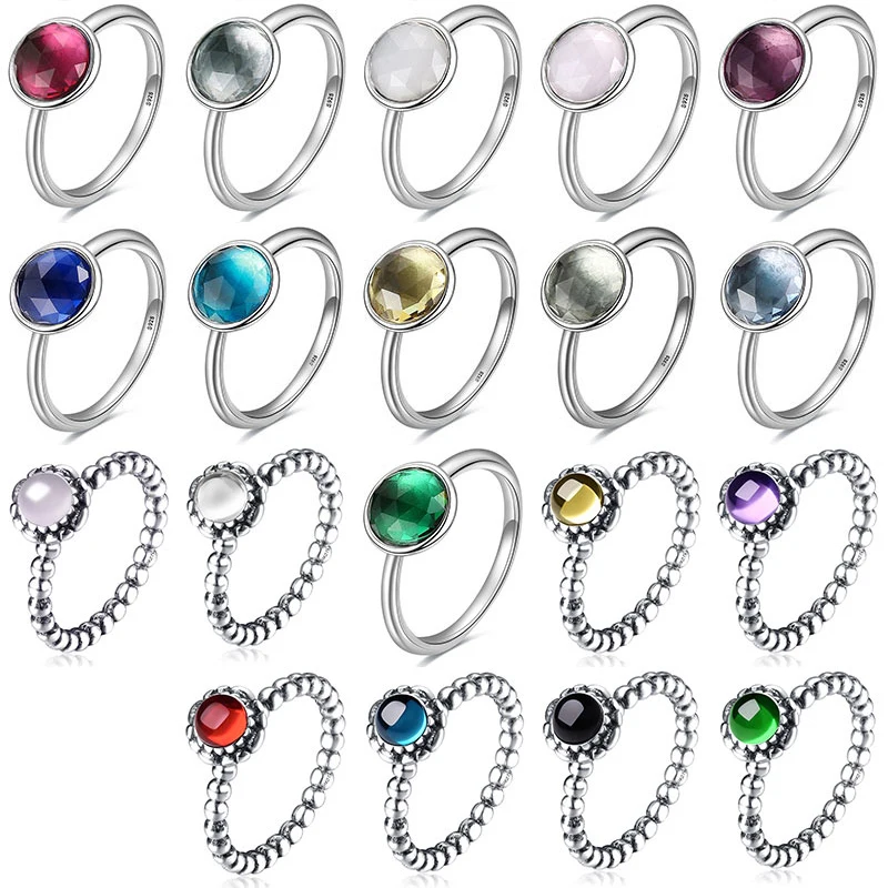 

Classic Silver Rings With Pearl Birthday Stone Crystal Wedding & Party Ring For Women Jewelry Gift
