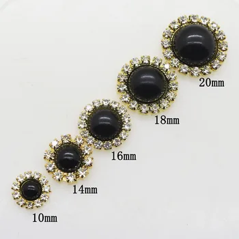 

ZMASEY New 10pcs/Lot black Pearl Gold Buttons Decor accessories DIY Sewing Button Wedding Five Size Wholesale Price