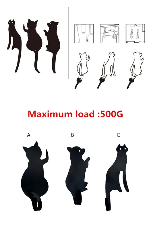 3 шт./компл. стиль алюминиевых Кухня стена дверь металлический крючок для ключей принтом кошачьего хвоста и изогнутой формы декоративный держатель стеллаж для хранения одежды инструмент