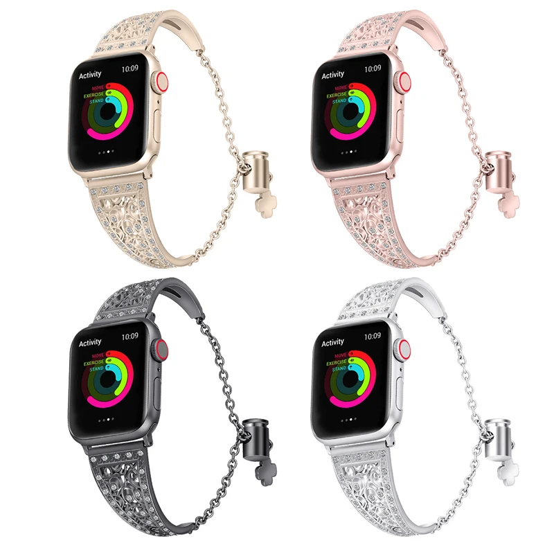 Роскошный ремешок для часов для Apple Watch, бриллиантовые Стразы, сменный бизнес ремешок, браслет, браслет для Apple Watch LM82014