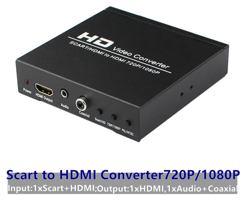 TSCART to HDMI Converter Adapter Upscaler SCART+HDMI to Full HDMI1080p+AudioCoaxial Output Connector for HDTV DVD Free Shipping (2)