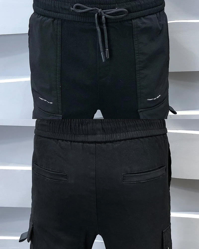 Качественные корейские мужские штаны, брендовые Новые облегающие повседневные осенне-зимние штаны, мужские брюки-карго с несколькими карманами, мужская одежда, 36-28