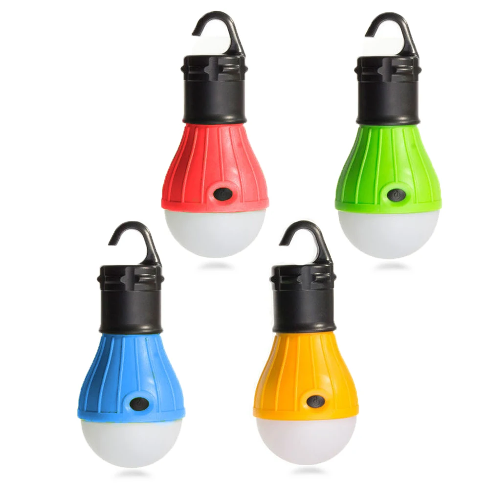 Mini Portable Lantern Tent Light LED Bulb Emergency Lamp Waterproof Hanging Hook Flashlight For Camping 4 Colors Use 3*AAA