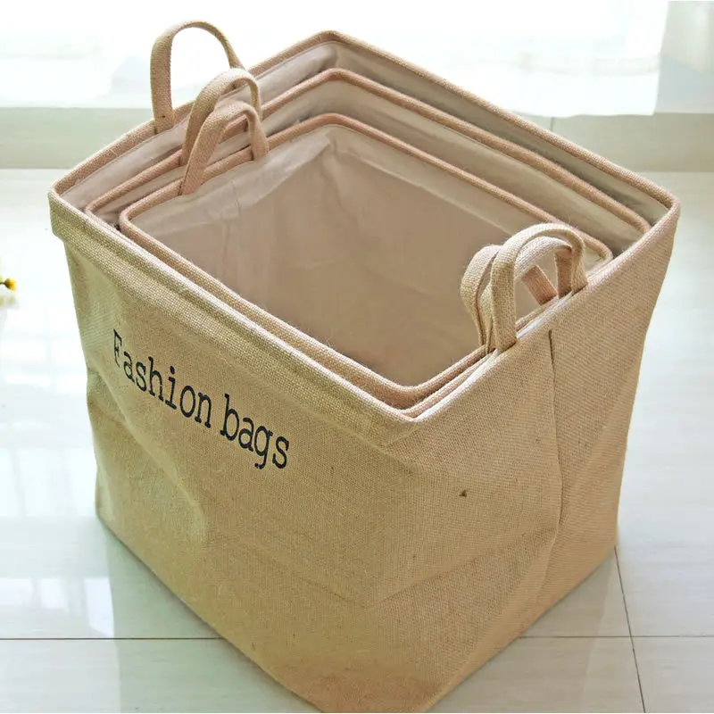 Cotton Linen Zakka Toy Storage Laundry Basket Large Capacity Thick