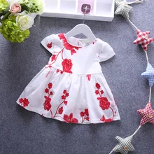 0-1Y Newborn Baby Girl Dress Baby Summer Embroidery Flower Cotton Dress Baby 1Year Birthday Dress infant princess dress
