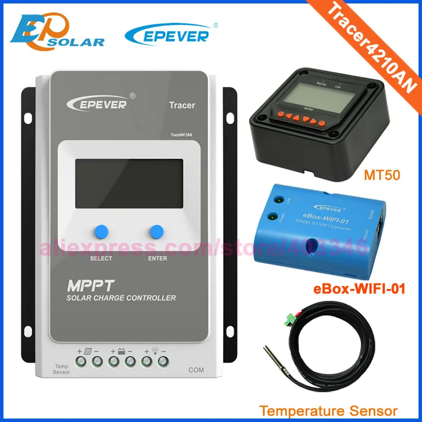 

Tracer4210AN MPPT Solar Controller with ebox WIFI BLE module 40A 12V/24V MPPT solar charge controller for solar panel charger