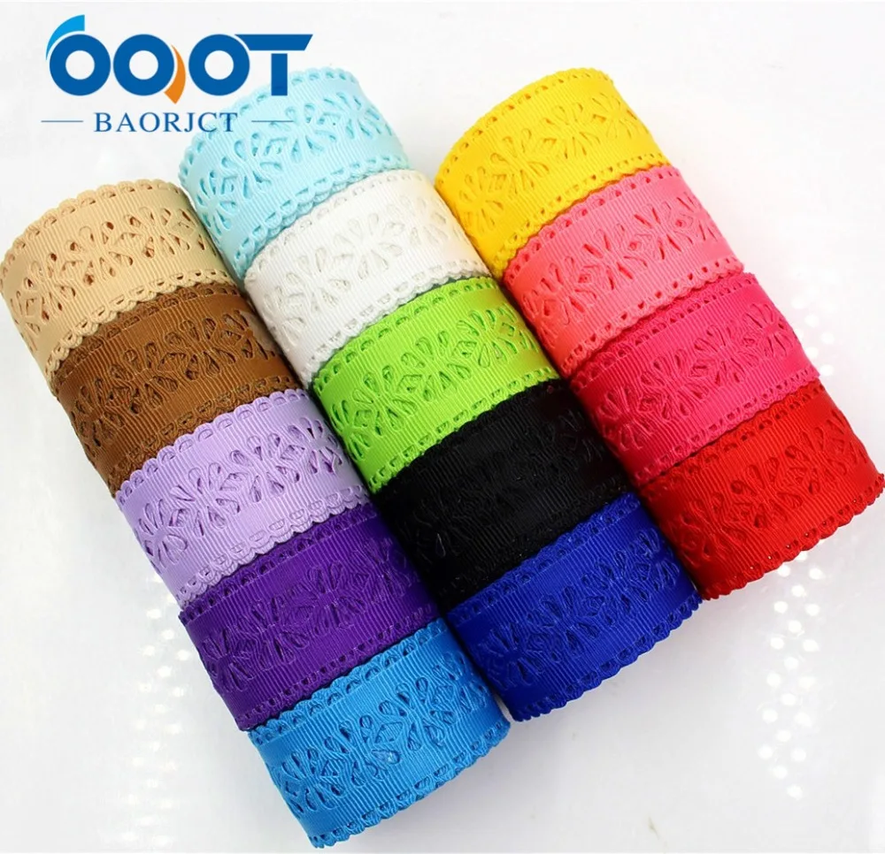 OOOT BAORICT 177036 цветок полые grosgrain ленты 28 мм 10 ярдов для шитья DIY головной убор