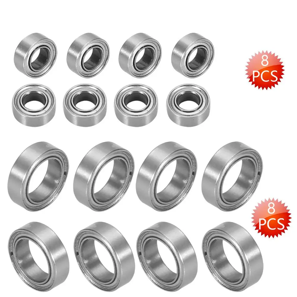 

8pcs/set RC Car Wheel Tires Bearing 12*8*3.5mm 8*4*3mm Bearings for TRAXXAS Slash 1/16 Car Metal RC Model Acces parts