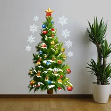 Moda Decoración De La Navidad Etiqueta de La Pared Verde Pino De Navidad Diseño Nursery Etiqueta Del Vinilo Para El Sitio Del Niño de Pared Escaparate de Cristal