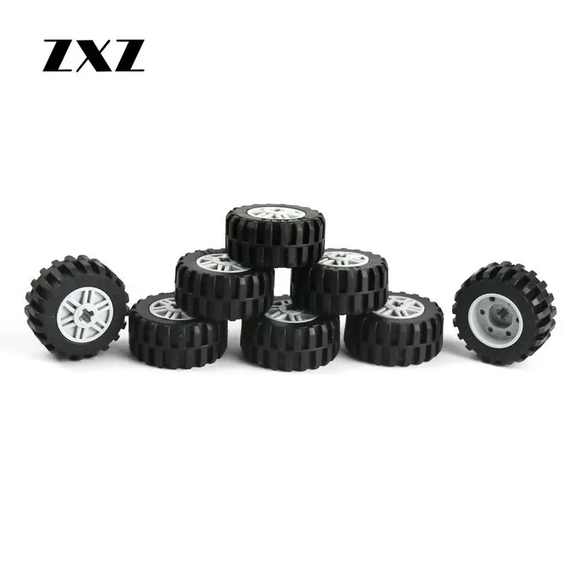 Детали MOC Technic 4 шт./8 шт. колесо 18x14 с отверстием для оси 55982 шины 92402 модели