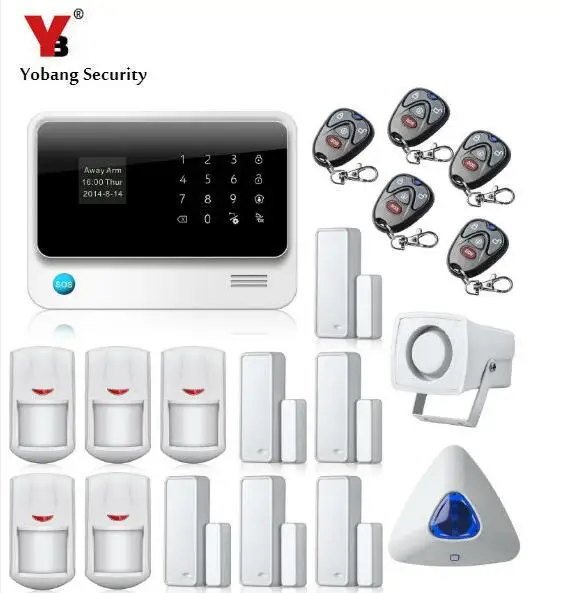 

YoBang Security Touch Screen GSM WIFI Security Home For Burglar Alarm System Android IOS APP Remote Door Window Sensor Strobe.