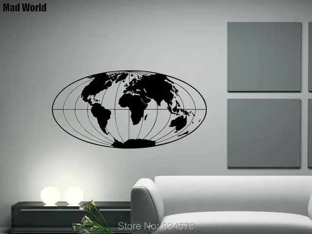 mad world planet earth geographical globe world map wall art stickers wall decal home decoration