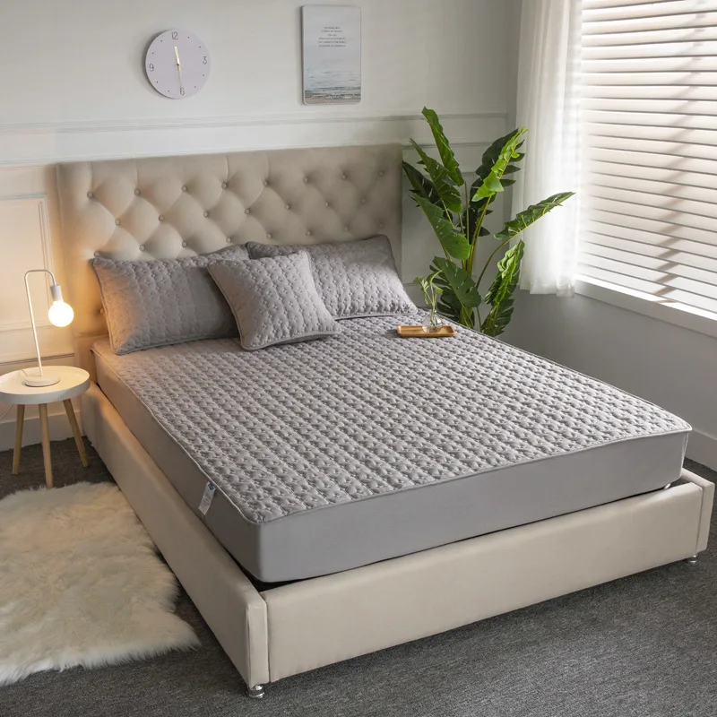  Thicken Bed sheet 100% cotton quilted Sheet Bedding Linens With Elastic Band Dust Proof Mattress Pr