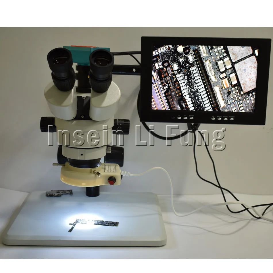 Large sized Base 3.5X 90X Trinocular Stereo Microscope