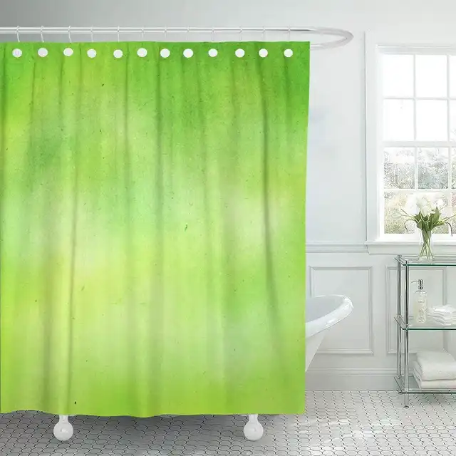 Shower Curtain With Hooks Watercolor Lemon Grunge Green Lime Water