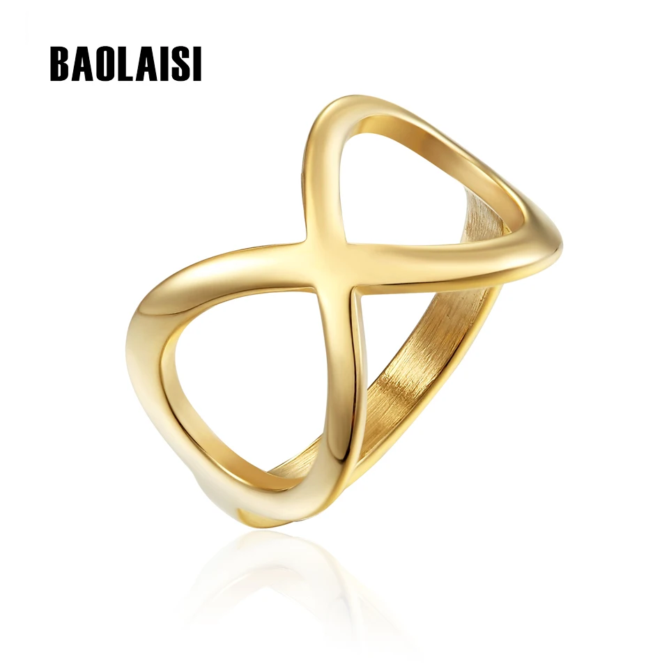 

BAOLAISI Cross Ring Trendy Ring Gold Sliver Color For Women Fashion Jewelry Stainless Steel Party Rings
