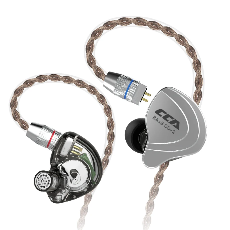 CCA C10 4BA+ 1DD гибридные наушники-вкладыши HIFI DJ Monito спортивные наушники для бега 5 приводных устройств гарнитура съемный 2-контактный кабель