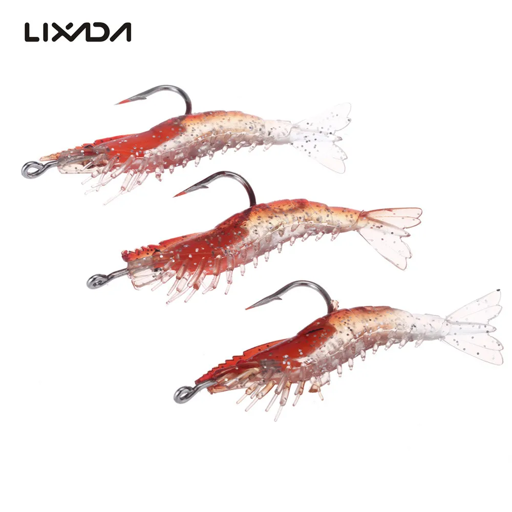

3Pcs Life-like Fishing Lures 6cm/3g Shrimp Lures Prawn Soft Luminous Artificial Bait with Hook Carp Fishing Tackle Pesca