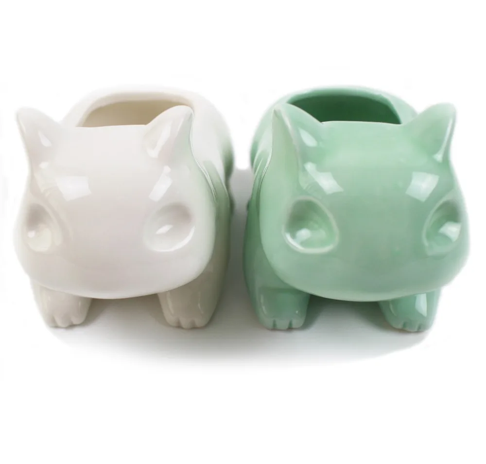 Goedkoop Grote 13cm x 7.5cm Kawaii Keramische Bloempot Bulbasaur Succulente Planter Leuke Groene Planten Bloempot met Gat Voor dropshipping