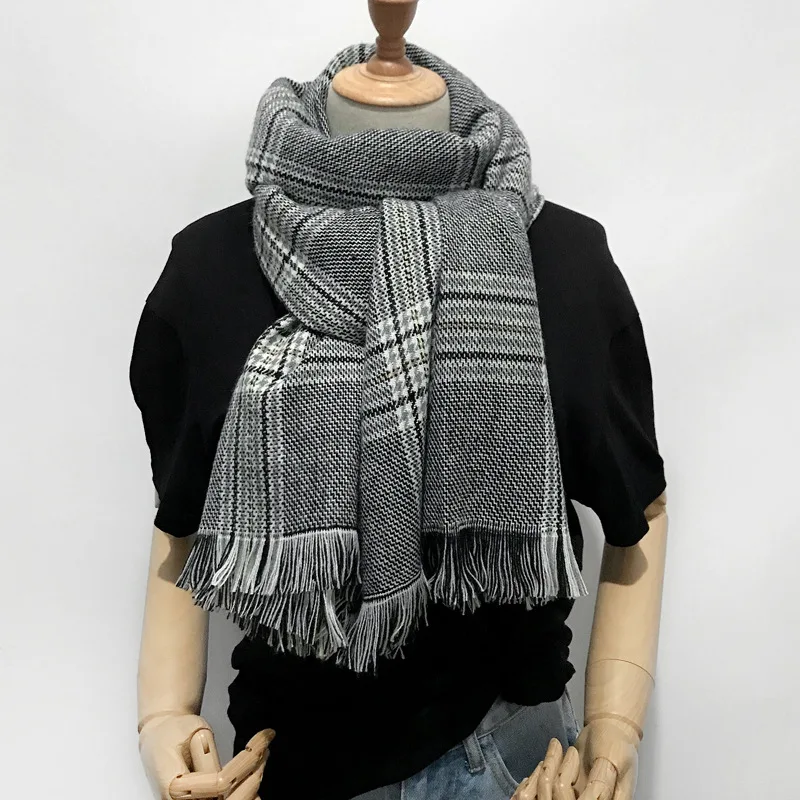 سميكة الصوف طوق وشاح صبي فتاة منقوشة الدافئة لينة أوشحة شتوية جيدة جودة شرابة شال معطف وشاح الكشمير 200*90 سنتيمتر